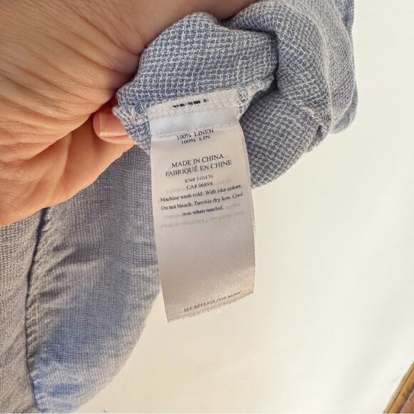 Faherty Hana Blue Basketweave Linen Shift Shirt Dress Pockets XS - Picture 10 of 11